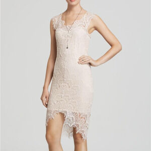 Free People Intimately Cream Full Lace Short Sleeve Sheath Dress Size Medium